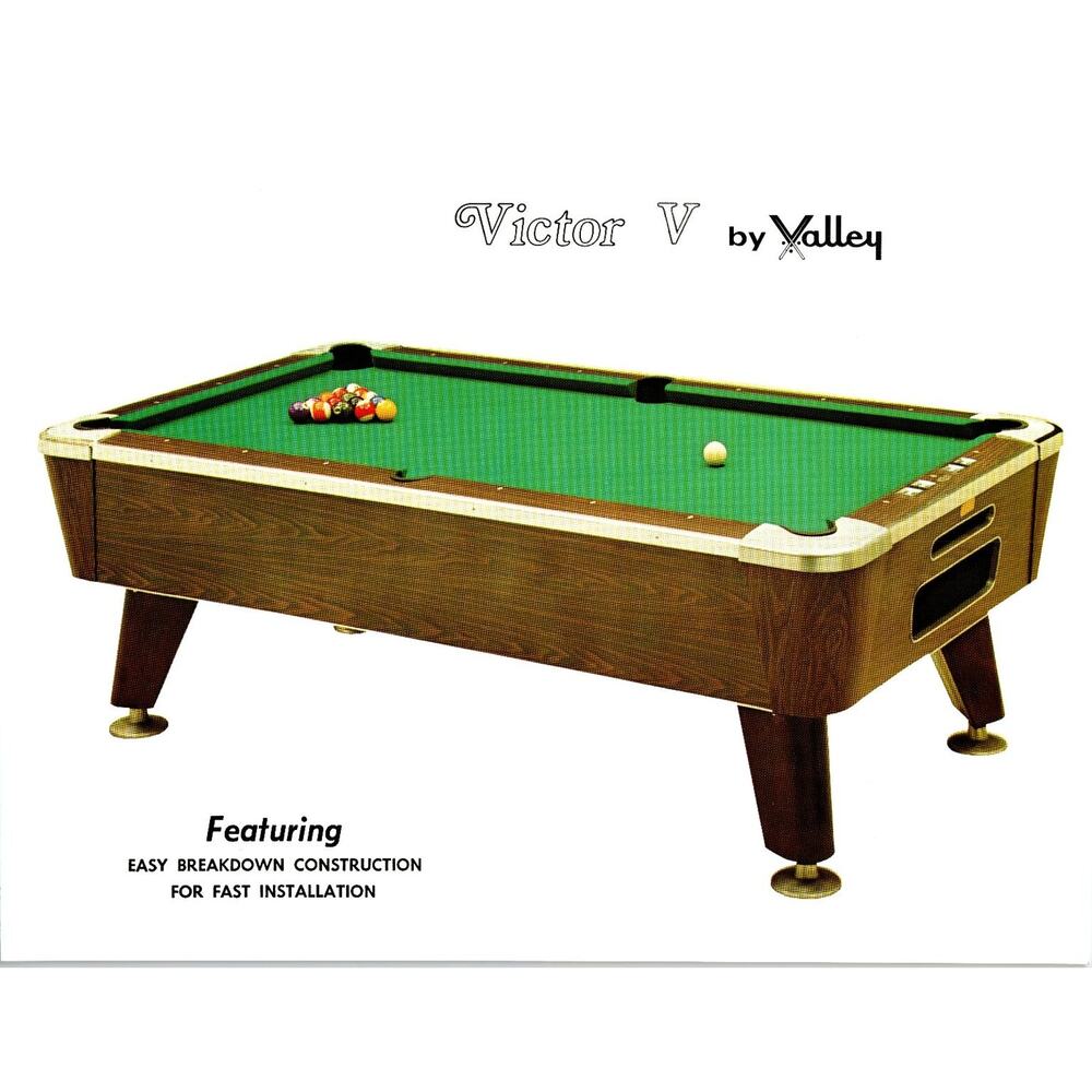 1960s Valley Victor V Pool Table Sales Brochure Vintage Flyer